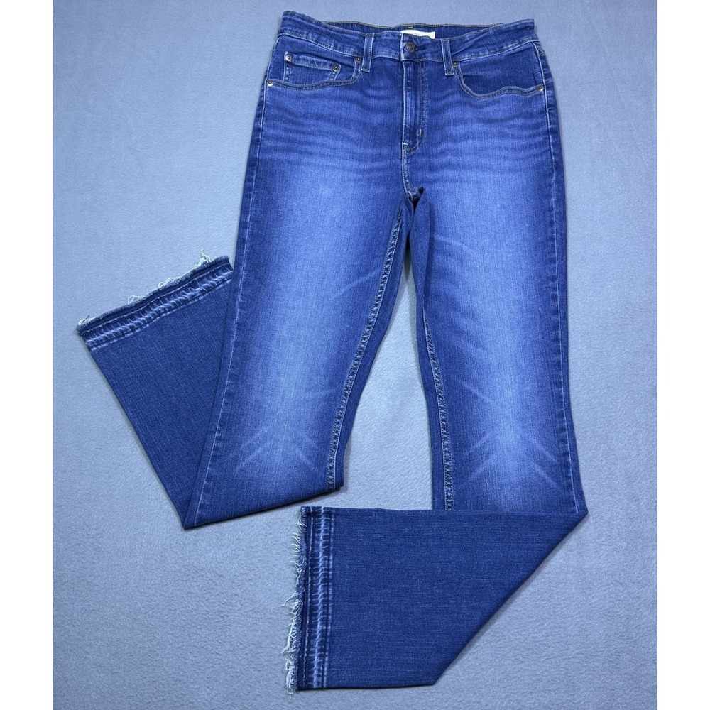 Levis 725 Highrise Bootcut Jeans Womens 31x32 Stretch Denim Rodeo Ranch Raw Hem